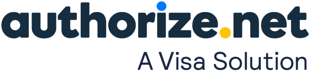 Authorize.net logo with the tagline 'A Visa Solution'.