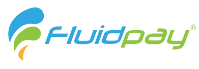 Fluidpay logo with blue, green, and orange abstract design and stylized text.