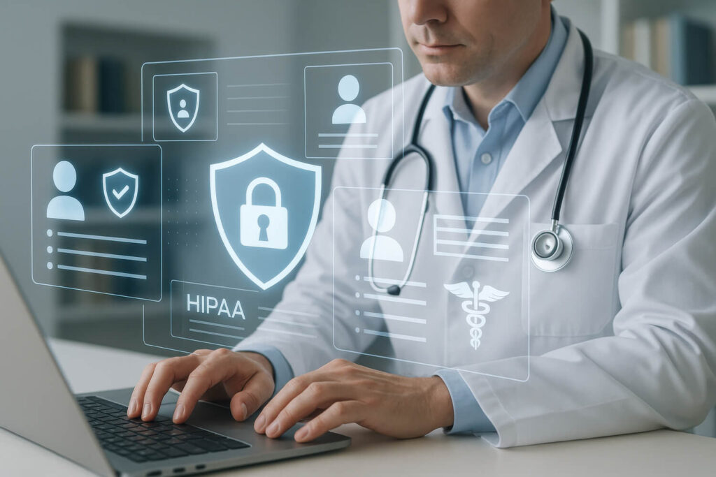 doctor-typing-laptop-with-medical-data-security-hipaa-protection-concept