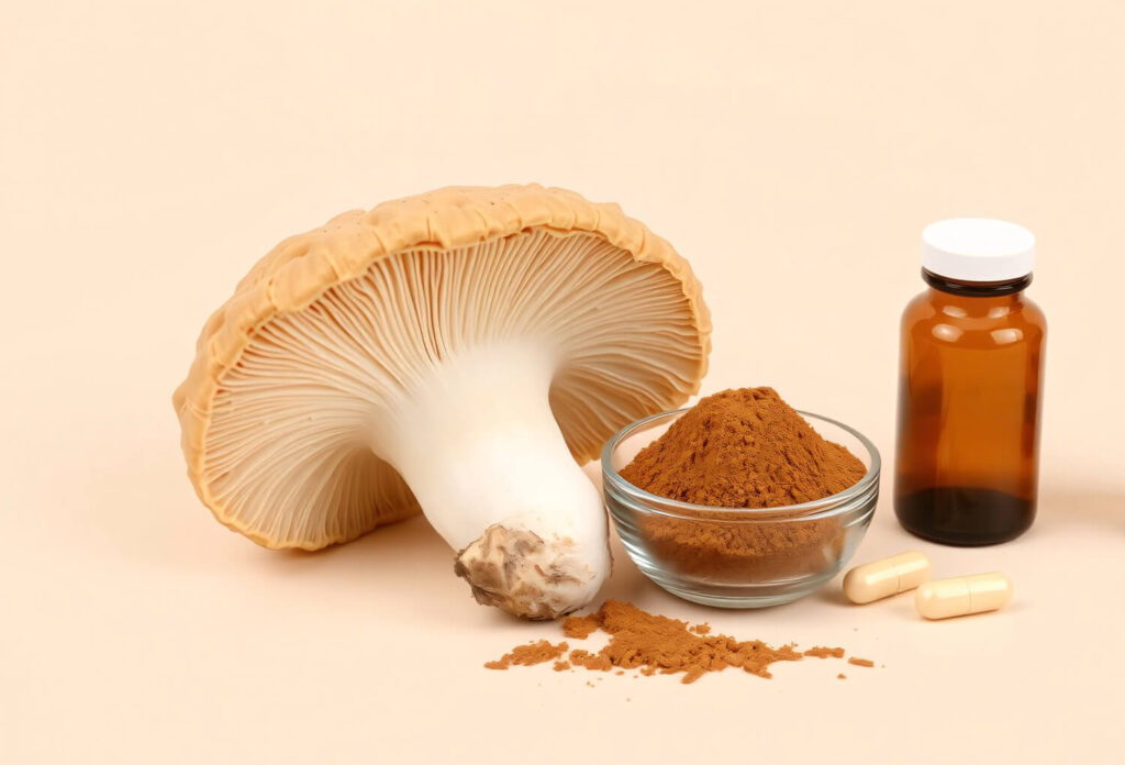 mushroom-powder-supplement-capsule-bottle-mushroom-tincture