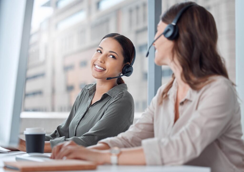 business-women-collaboration-telemarketing-support-call-center-web-help-workers-coworking-employee-smile-from-crm-sales-website-consultation-company-with-customer-service