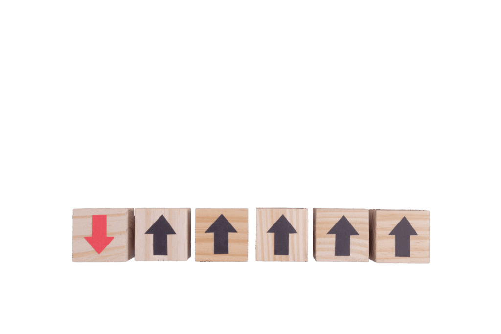 woodden-block-with-red-block-arrow